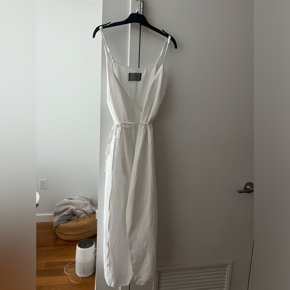 Reformation Linen Wrap Midi Dress size Small